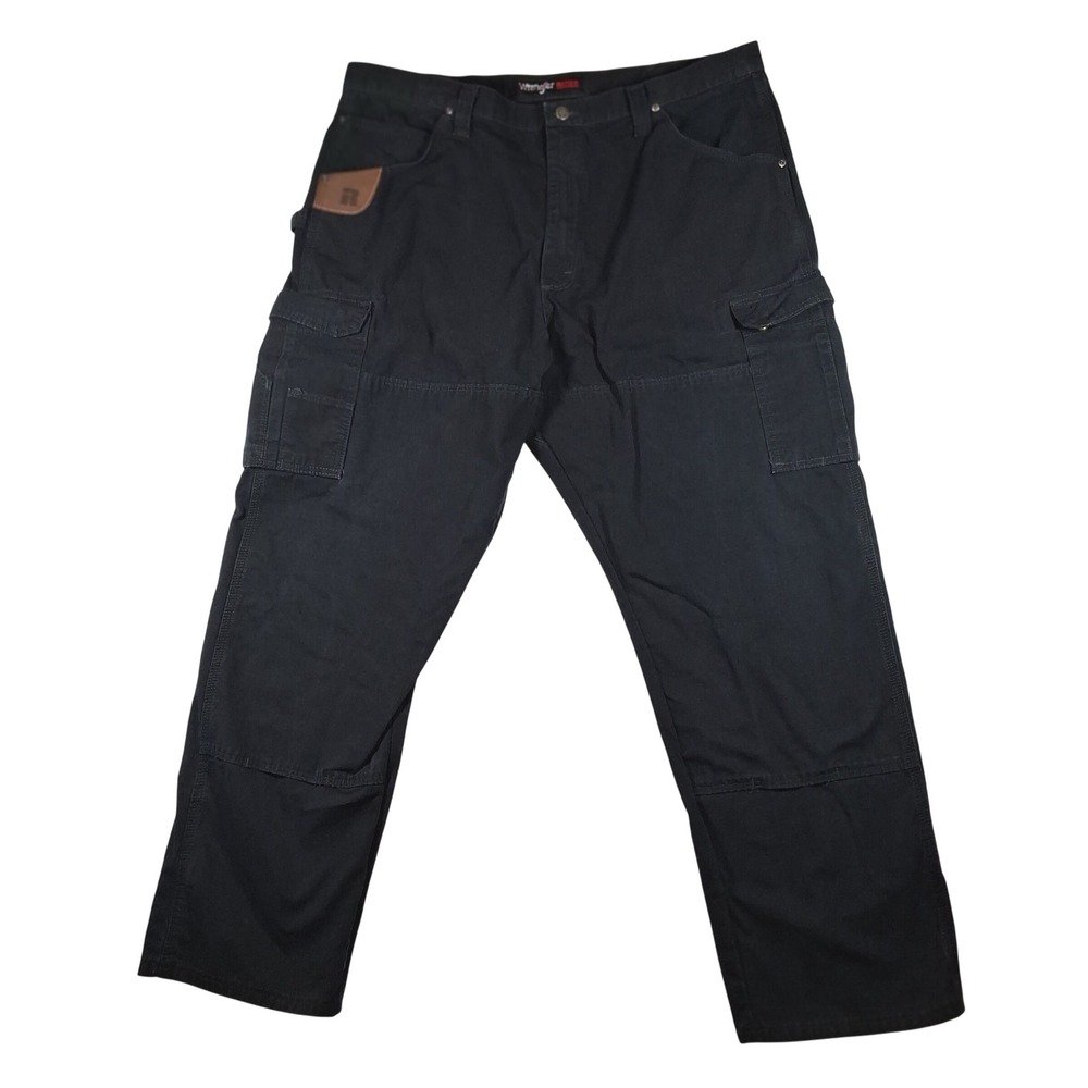 Wrangler RIGGS Workwear Mens Black Ripstop Ranger Cargo Pants 42x32 Double Knee